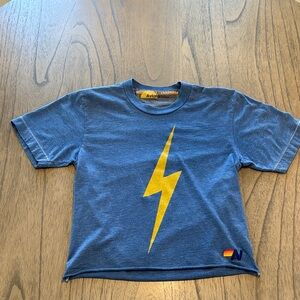 Aviator Nation Blue Tee with Yellow Lightning Bolt